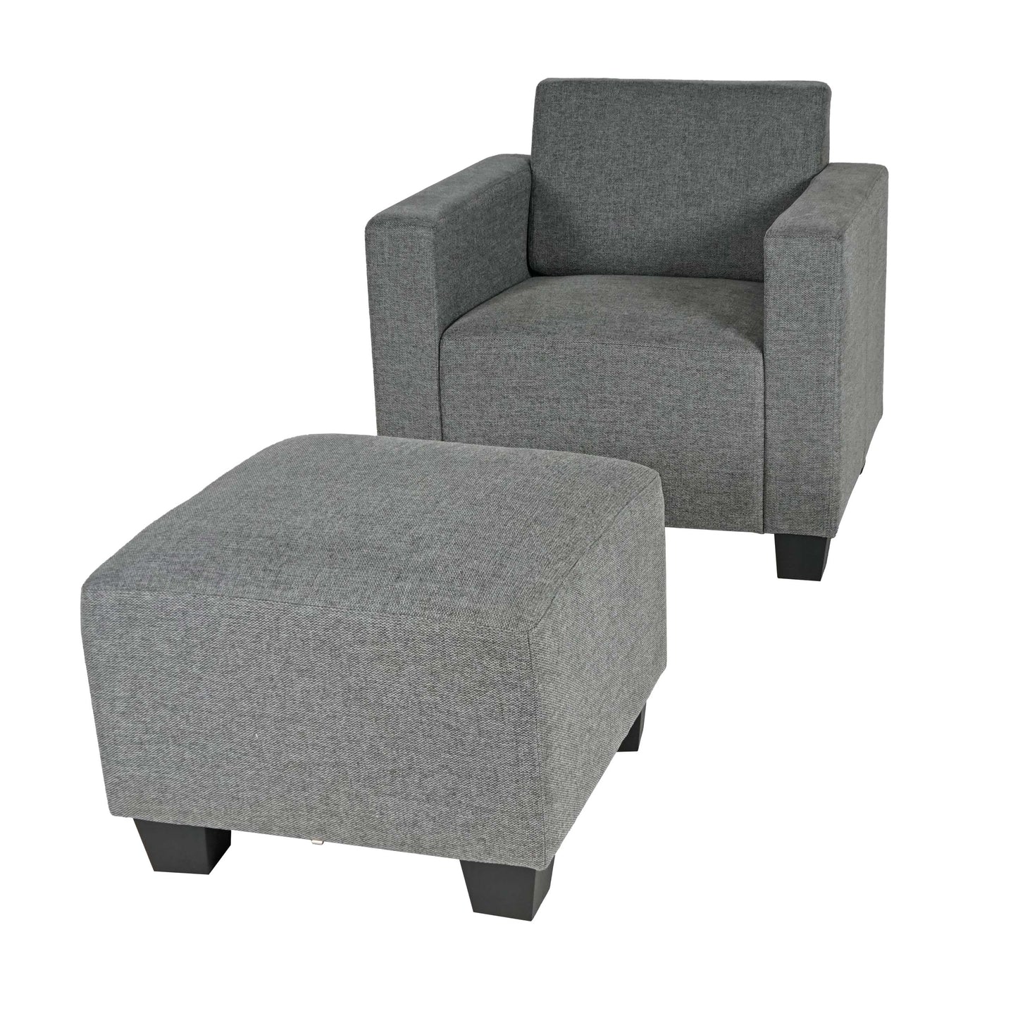 Cosmo Casa - Fauteuil - Lounge met poef - Stof textiel - Grijs