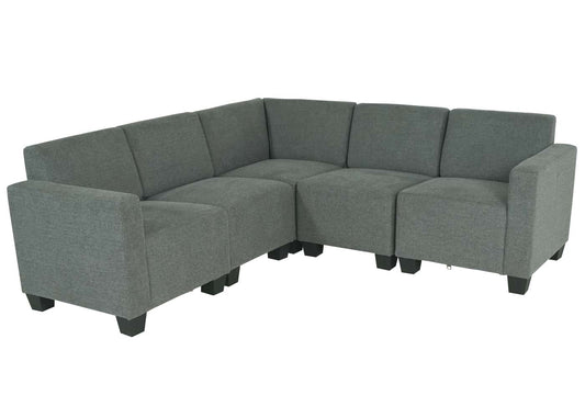 Cosmo Casa - Banksysteem - Modulair 5-zits - Stof textiel - Grijs