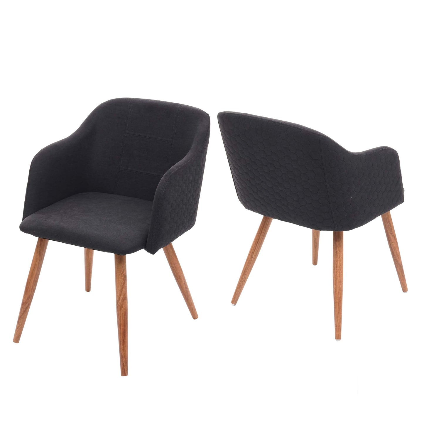 Cosmo Casa - Set van 2 Eetkamerstoelen - Keukenstoel - Retrodesign - Stoffen Textiel met Armleuningen - Antracietgrijs