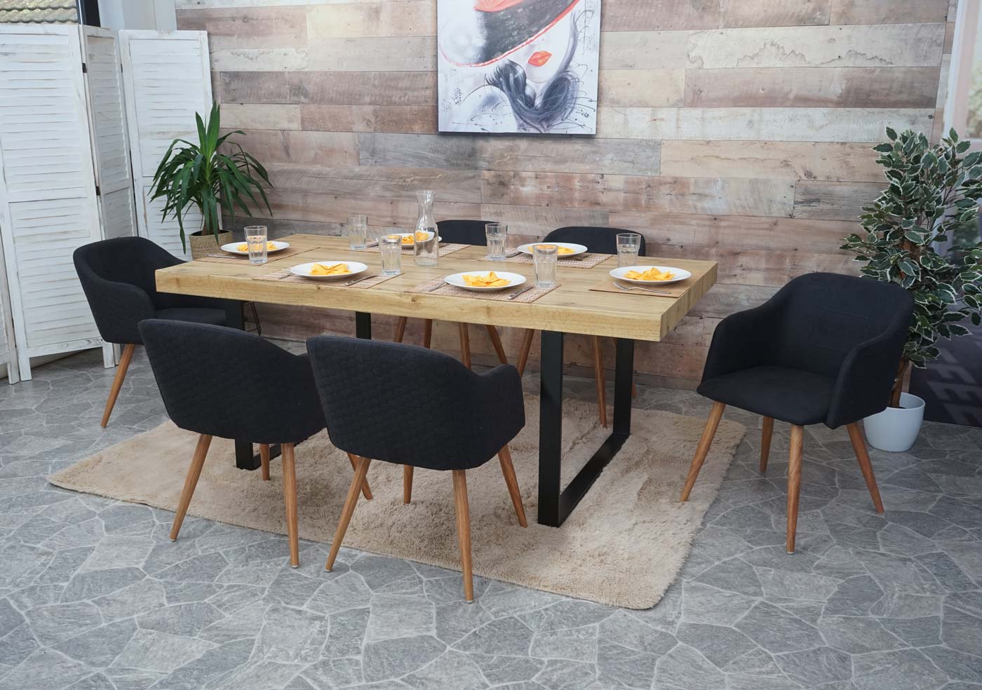 Cosmo Casa - Set van 2 Eetkamerstoelen - Keukenstoel - Retrodesign - Stoffen Textiel met Armleuningen - Antracietgrijs