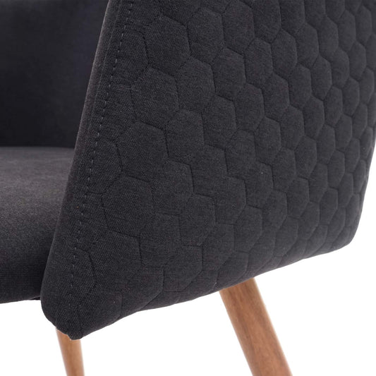 Cosmo Casa - Set van 2 Eetkamerstoelen - Keukenstoel - Retrodesign - Stoffen Textiel met Armleuningen - Antracietgrijs