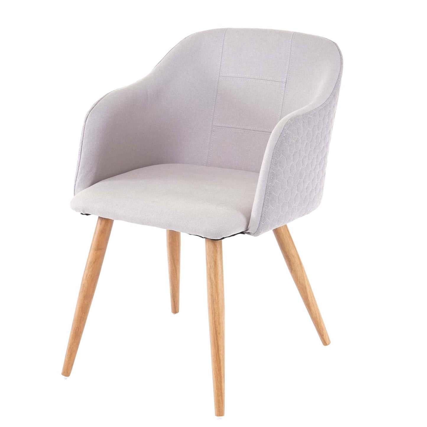 Cosmo Casa - Eetkamerstoel - Retrodesign Keukenstoel - Armleuningen Stoftextiel - Lichtgrijs Grijs