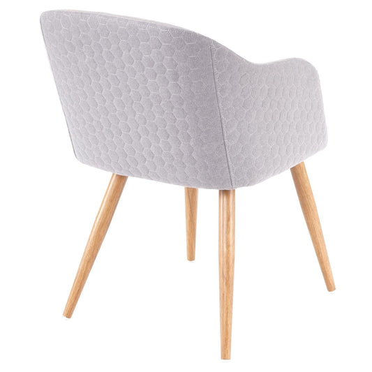 Cosmo Casa - Eetkamerstoel - Retrodesign Keukenstoel - Armleuningen Stoftextiel - Lichtgrijs Grijs