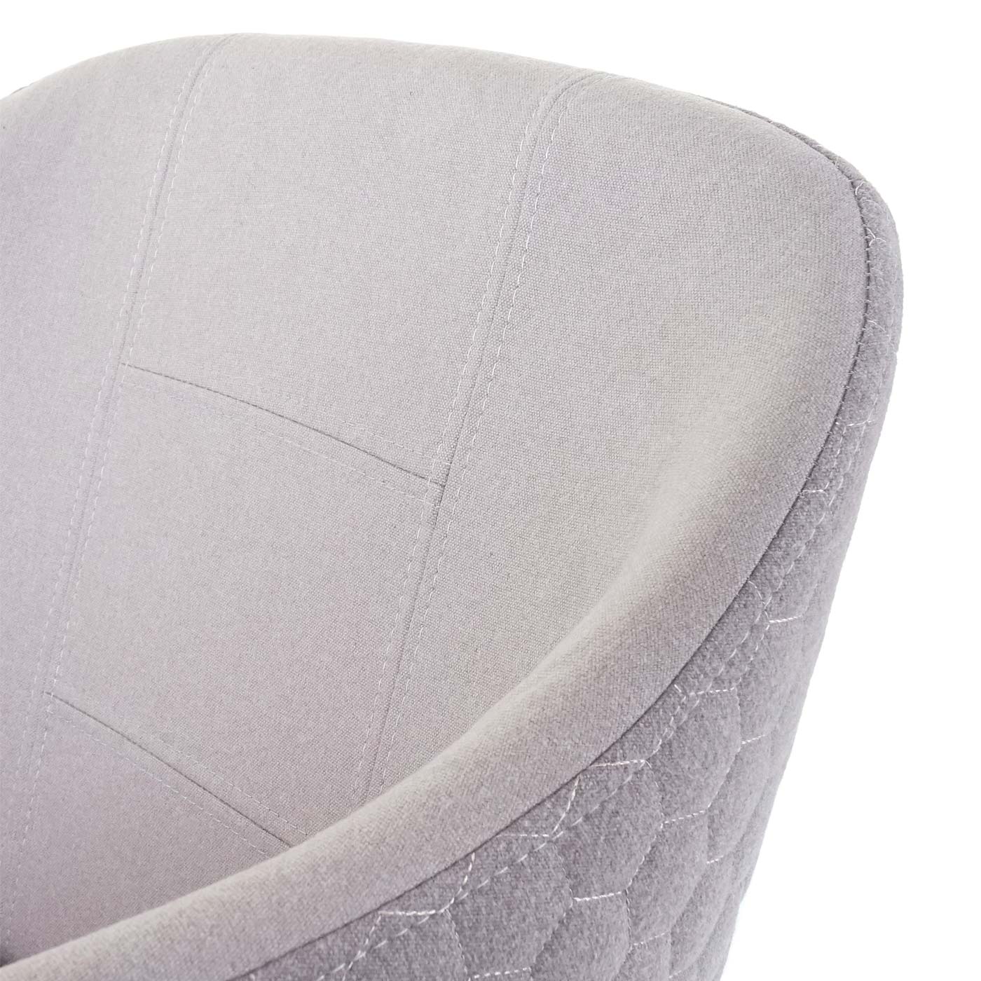 Cosmo Casa - Eetkamerstoel - Retrodesign Keukenstoel - Armleuningen Stoftextiel - Lichtgrijs Grijs