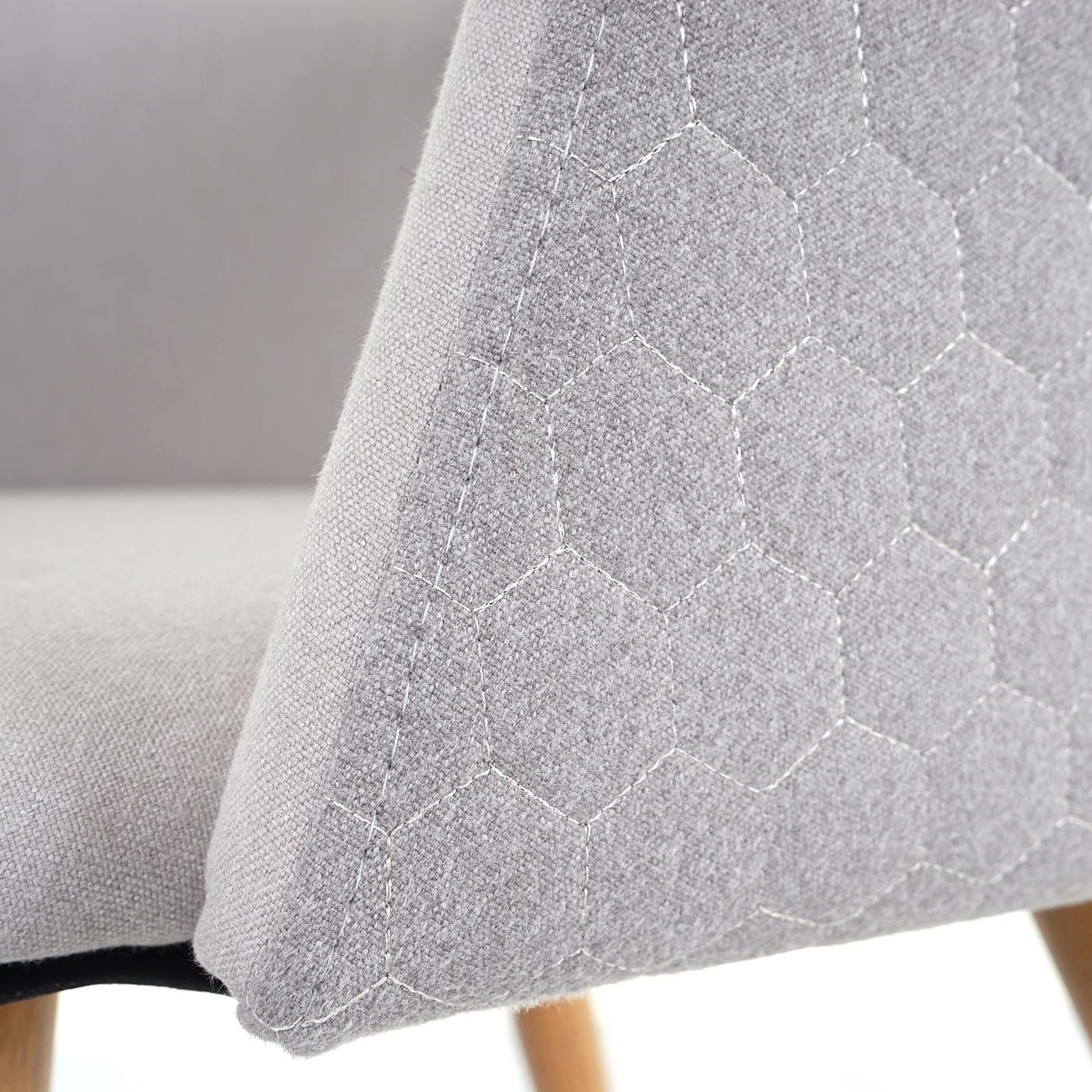 Cosmo Casa - Eetkamerstoel - Retrodesign Keukenstoel - Armleuningen Stoftextiel - Lichtgrijs Grijs