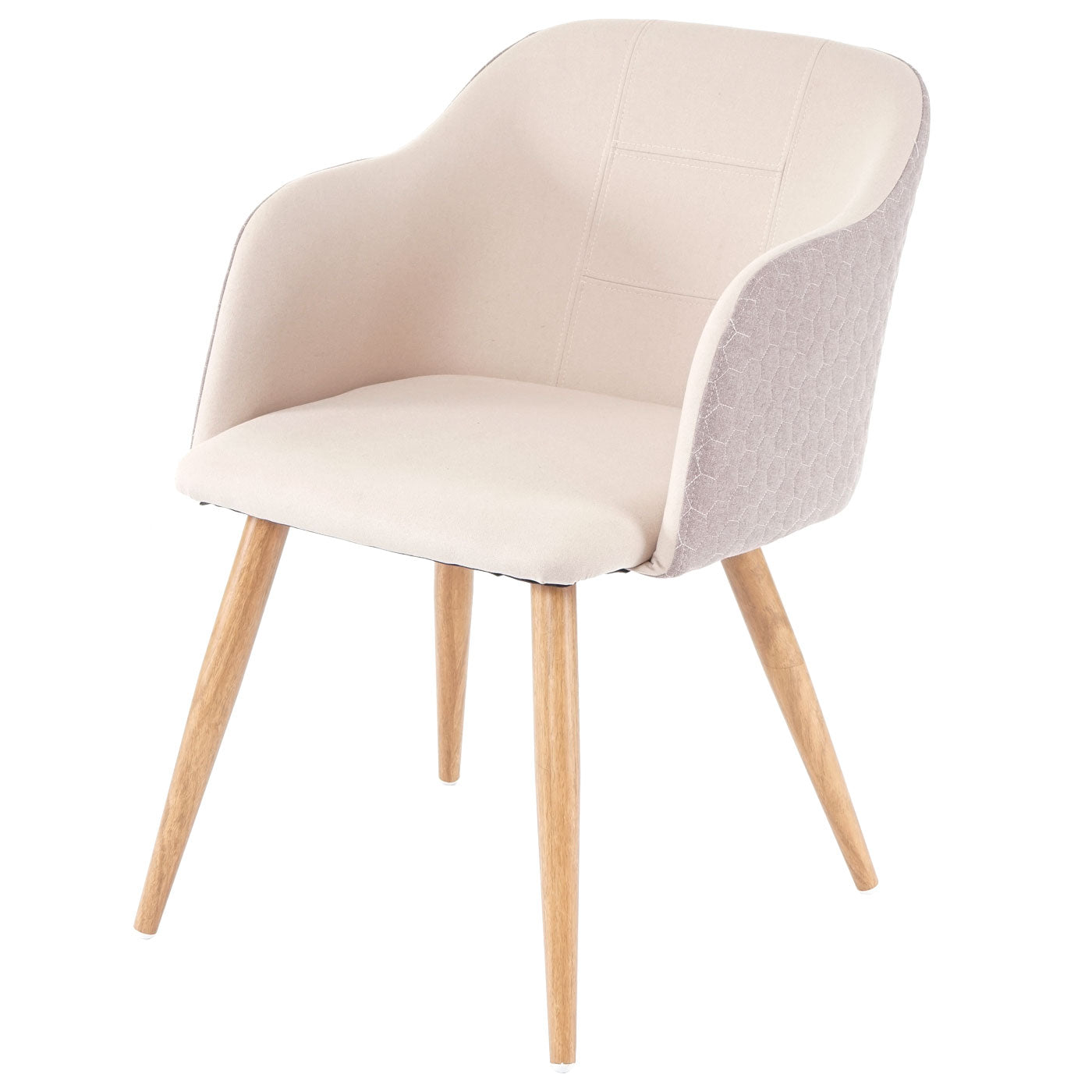 Cosmo Casa - Eetkamerstoel - Retrodesign Keukenstoel - Armleuningen Stoftextiel - Crèmebeige