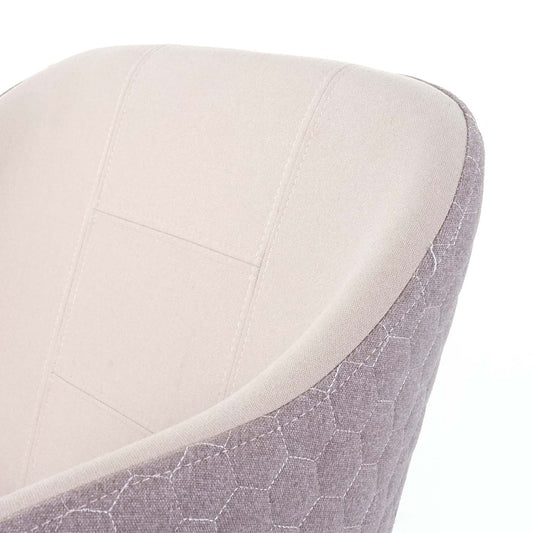 Cosmo Casa - Eetkamerstoel - Retrodesign Keukenstoel - Armleuningen Stoftextiel - Crèmebeige