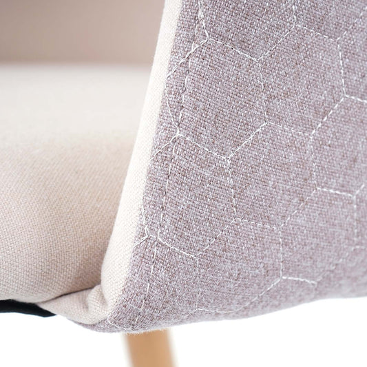 Cosmo Casa - Eetkamerstoel - Retrodesign Keukenstoel - Armleuningen Stoftextiel - Crèmebeige