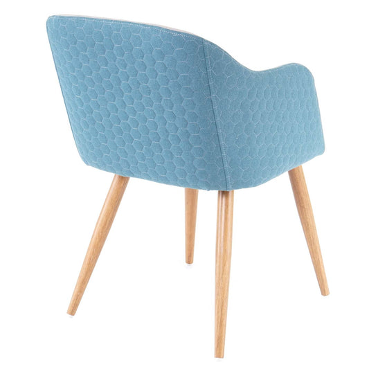 Cosmo Casa - Eetkamerstoel - Retrodesign Keukenstoel - Armleuningen Stoftextiel - Lichtgrijs Turquoise