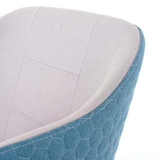 Cosmo Casa - Eetkamerstoel - Retrodesign Keukenstoel - Armleuningen Stoftextiel - Lichtgrijs Turquoise