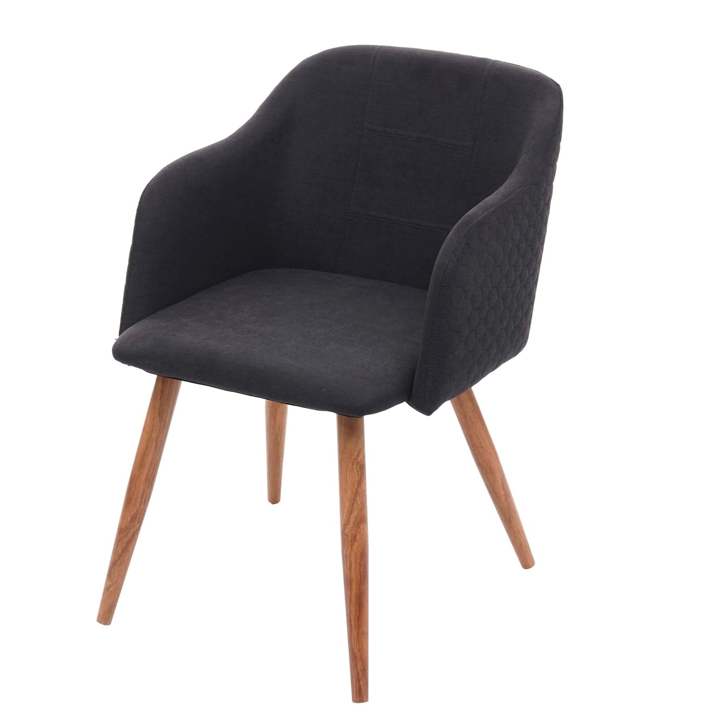 Cosmo Casa - Eetkamerstoel - Retrodesign Keukenstoel - Armleuningen Stoftextiel - Antracietgrijs