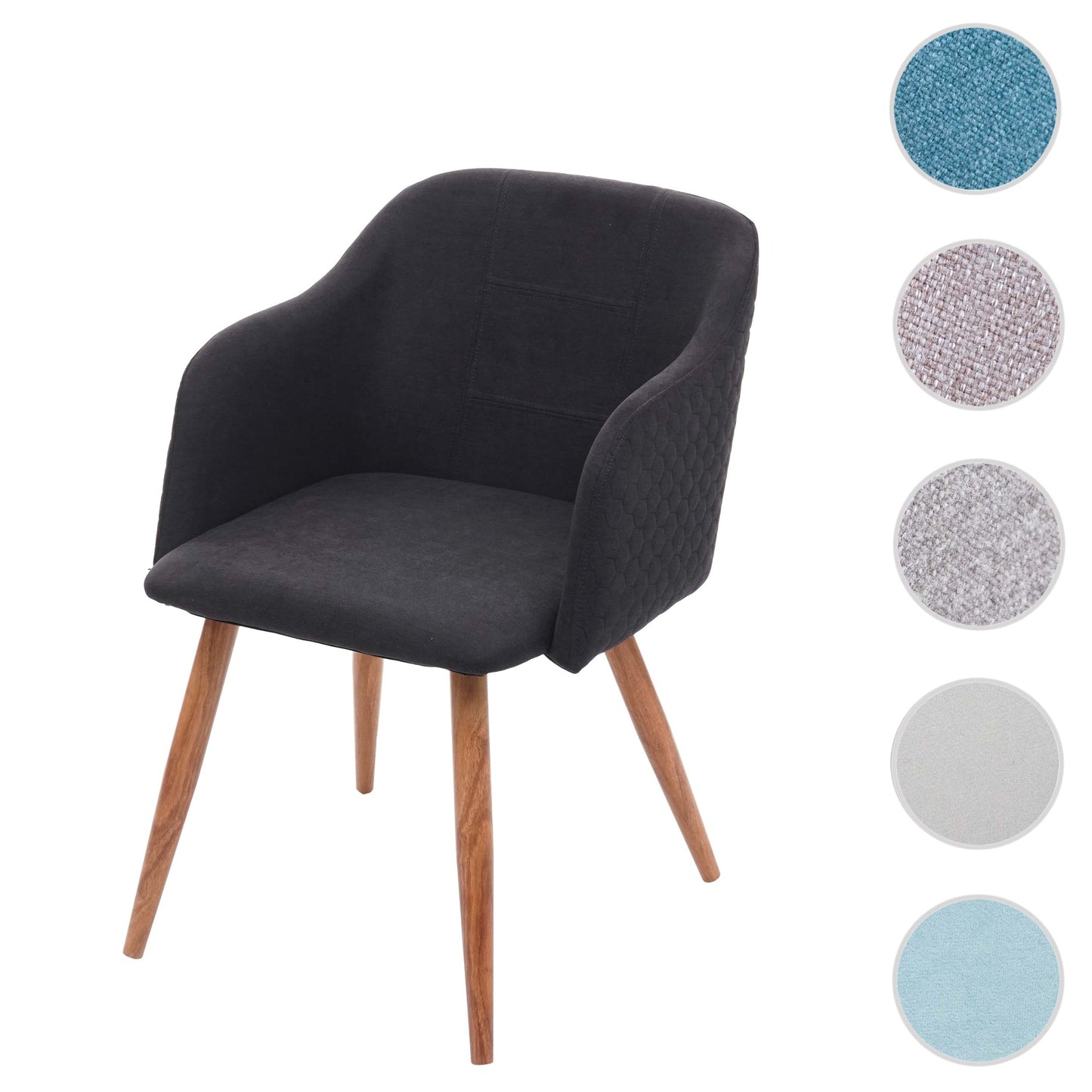 Cosmo Casa - Eetkamerstoel - Retrodesign Keukenstoel - Armleuningen Stoftextiel - Antracietgrijs