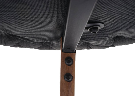 Cosmo Casa - Set van 2 Barkrukken - Barkruk - Keukenkruk met Rugleuning - Metaal Houtlook - Stoftextiel - Antracietgrijs