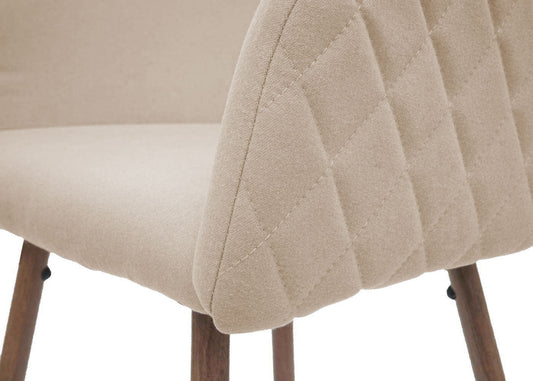 Cosmo Casa - Set van 2 Barkrukken - Barkruk - Keukenkruk met Rugleuning - Metaal Houtlook - Stoftextiel - Crème Beige