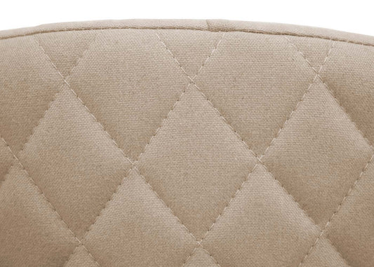 Cosmo Casa - Set van 2 Barkrukken - Barkruk - Keukenkruk met Rugleuning - Metaal Houtlook - Stoftextiel - Crème Beige