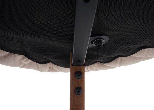 Cosmo Casa - Set van 2 Barkrukken - Barkruk - Keukenkruk met Rugleuning - Metaal Houtlook - Stoftextiel - Crème Beige