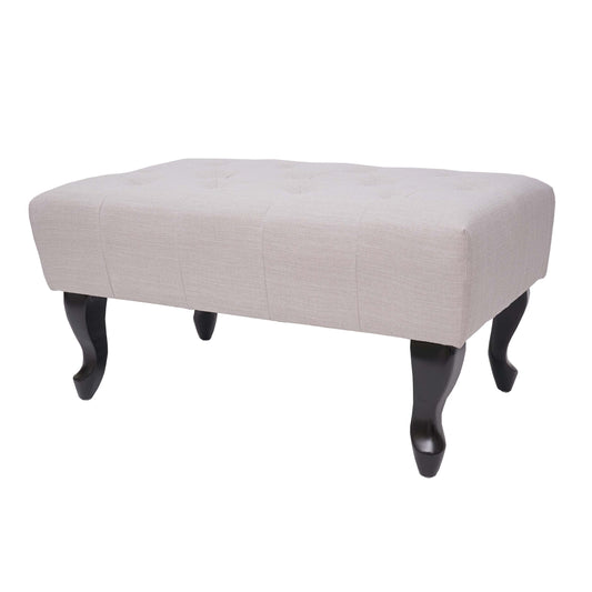 Cosmo Casa - Voetenbank - Chesterfield stijl - Waterafstotende stof - Crème-beige - 39x77x47cm