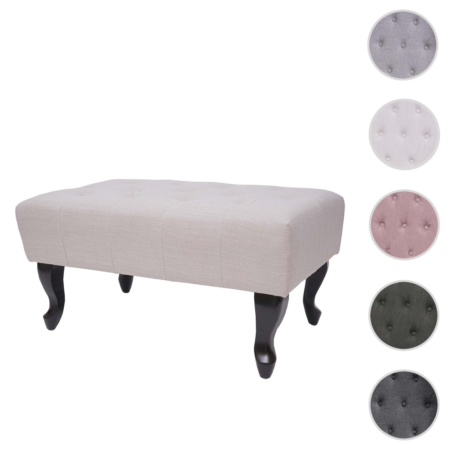 Cosmo Casa - Voetenbank - Chesterfield stijl - Waterafstotende stof - Crème-beige - 39x77x47cm