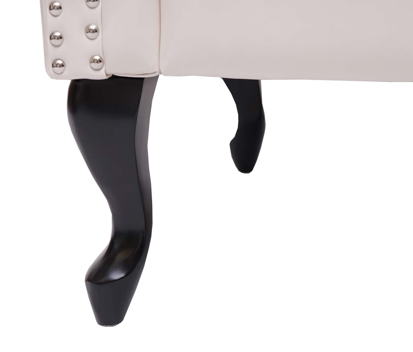 Cosmo Casa - Voetenbank - Chesterfield stijl - Imitatieleer - Crèmewit - 39x77x47cm