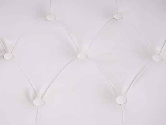 Cosmo Casa - Voetenbank - Chesterfield stijl - Imitatieleer - Crèmewit - 39x77x47cm