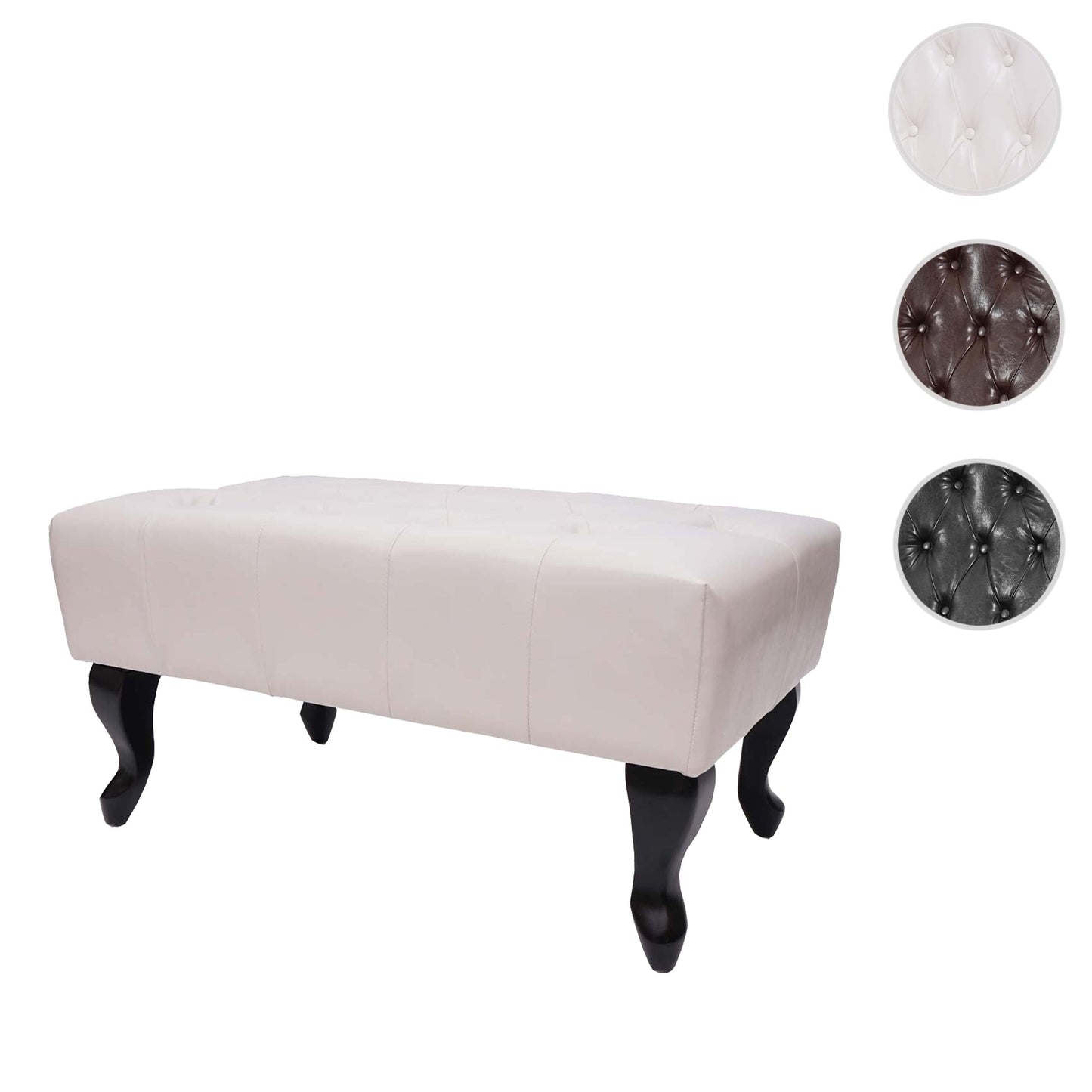 Cosmo Casa - Voetenbank - Chesterfield stijl - Imitatieleer - Crèmewit - 39x77x47cm