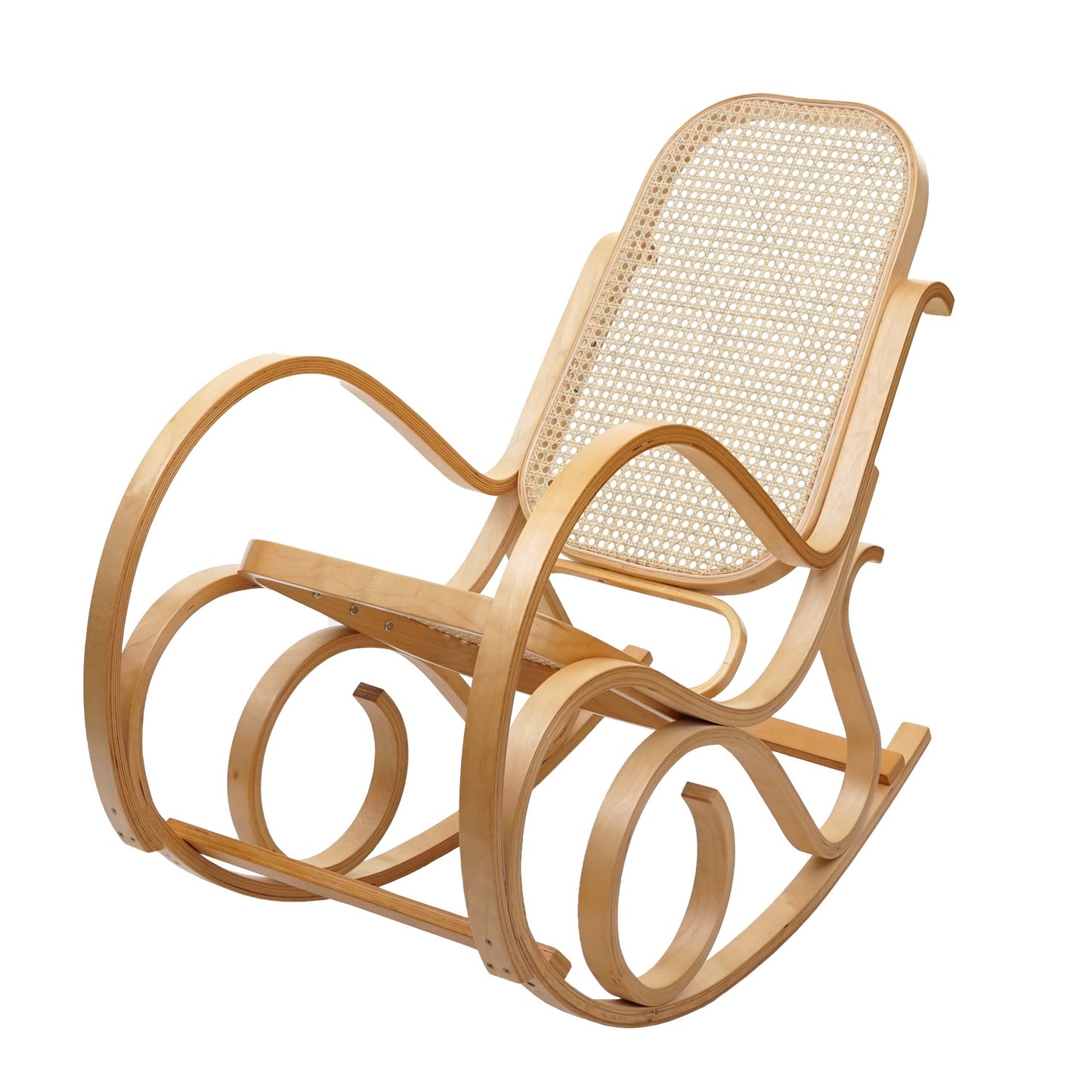 Cosmo Casa - Schommelstoel - TV-Stoel - Massief Rotan - Eikenlook - Naturel