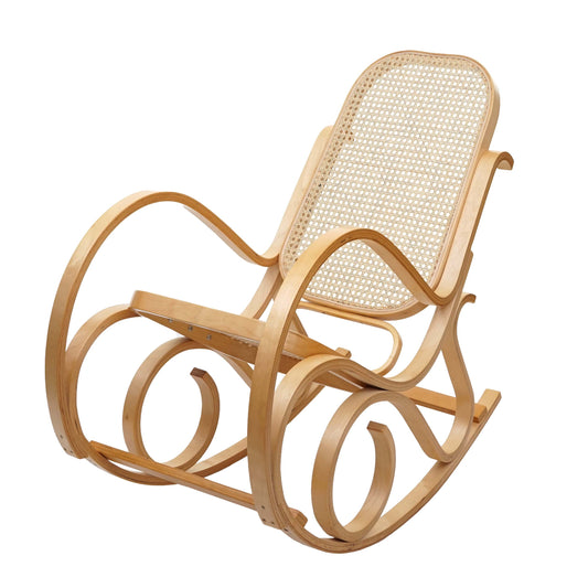 Cosmo Casa - Schommelstoel - TV-Stoel - Massief Rotan - Eikenlook - Naturel