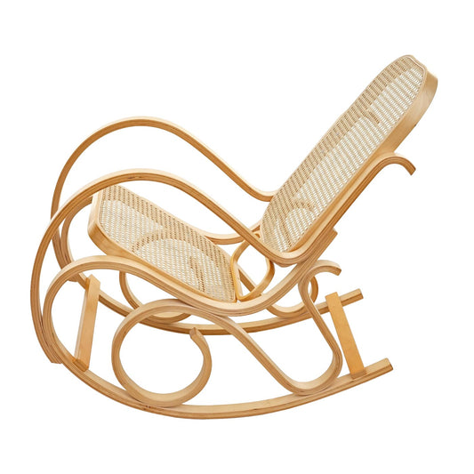 Cosmo Casa - Schommelstoel - TV-Stoel - Massief Rotan - Eikenlook - Naturel