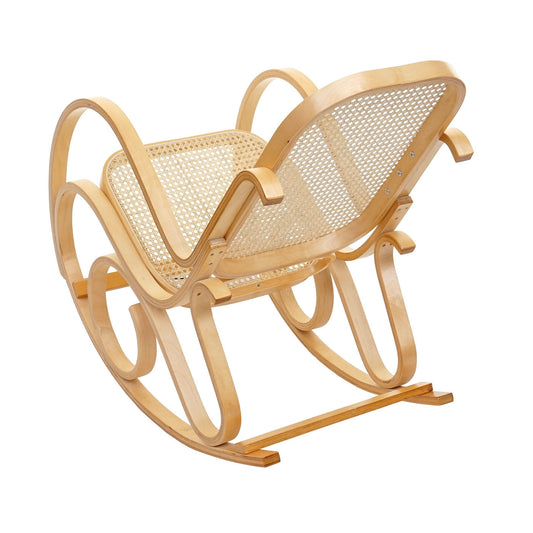 Cosmo Casa - Schommelstoel - TV-Stoel - Massief Rotan - Eikenlook - Naturel