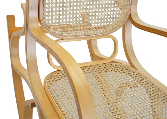 Cosmo Casa - Schommelstoel - TV-Stoel - Massief Rotan - Eikenlook - Naturel