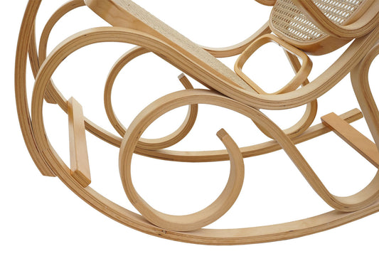 Cosmo Casa - Schommelstoel - TV-Stoel - Massief Rotan - Eikenlook - Naturel