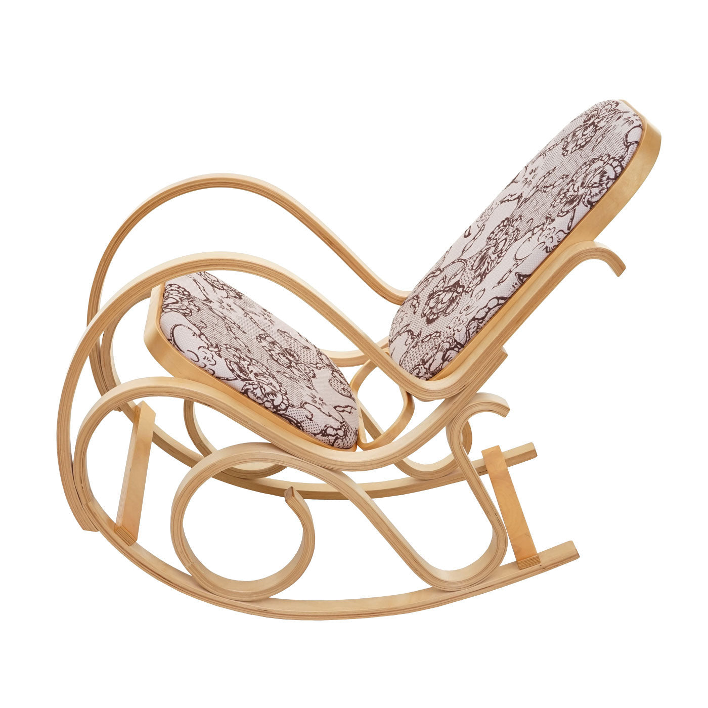 Cosmo Casa - Schommelstoel - TV-Stoel met Armleuningen - Massief Hout - Eikenlook - Jacquard Bruin