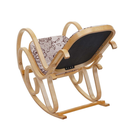 Cosmo Casa - Schommelstoel - TV-Stoel met Armleuningen - Massief Hout - Eikenlook - Jacquard Bruin