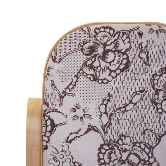 Cosmo Casa - Schommelstoel - TV-Stoel met Armleuningen - Massief Hout - Eikenlook - Jacquard Bruin