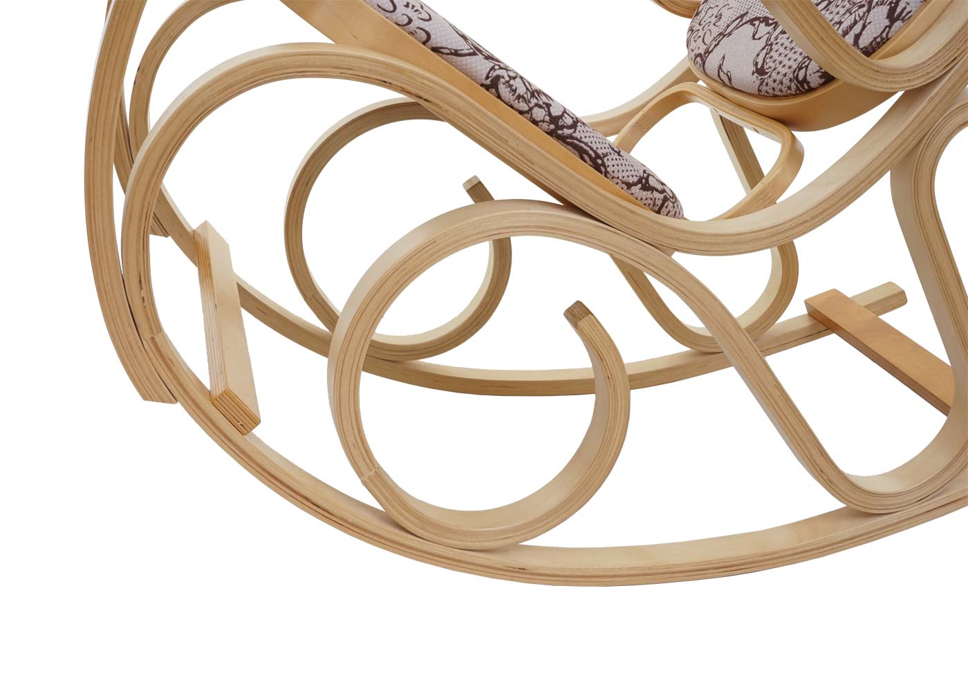 Cosmo Casa - Schommelstoel - TV-Stoel met Armleuningen - Massief Hout - Eikenlook - Jacquard Bruin