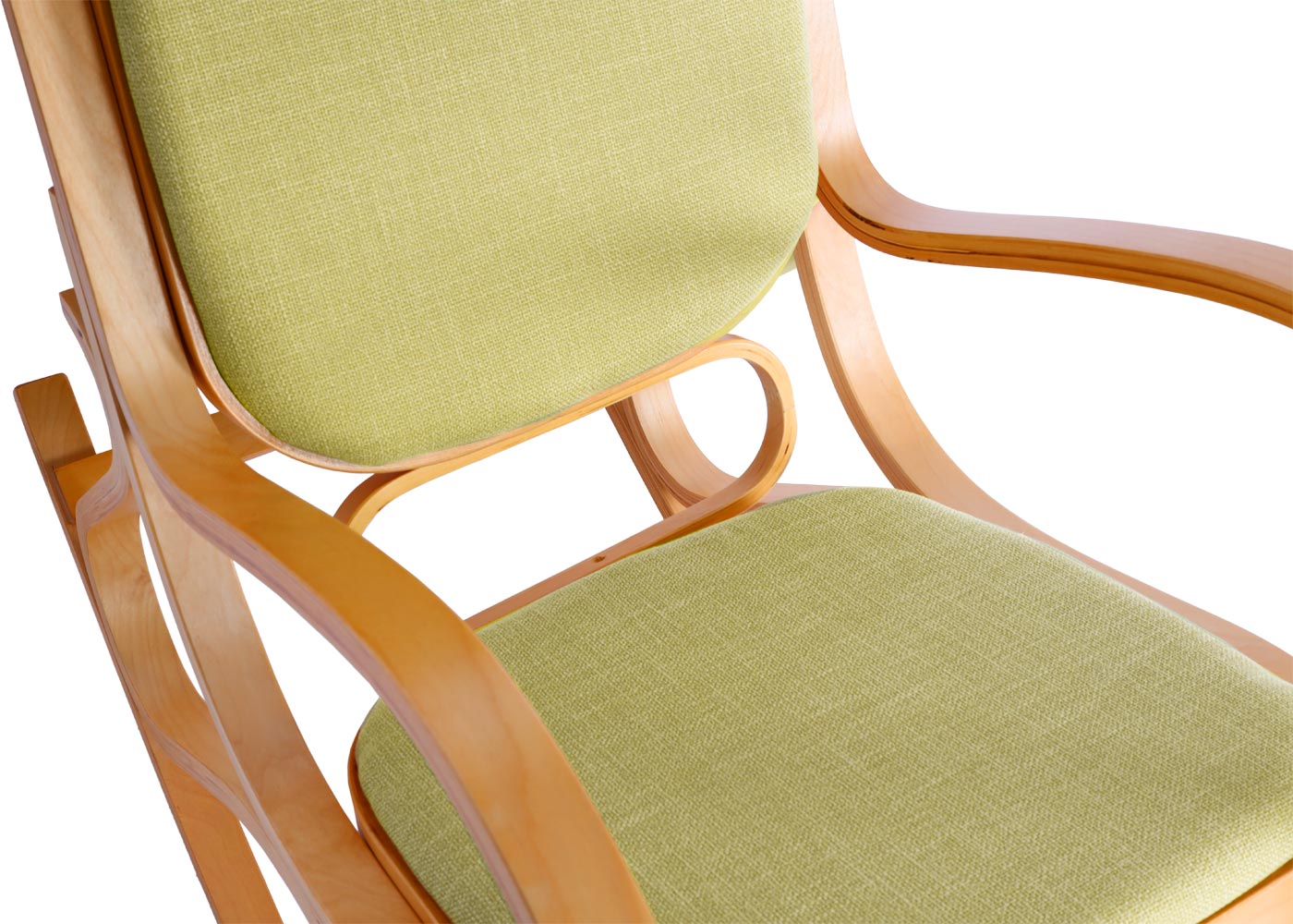 Cosmo Casa - Schommelstoel - TV-Stoel met Armleuningen - Massief Hout - Eikenlook - Groen