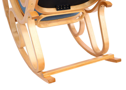 Cosmo Casa - Schommelstoel - TV-Stoel met Armleuningen - Massief Hout - Eikenlook - Blauw