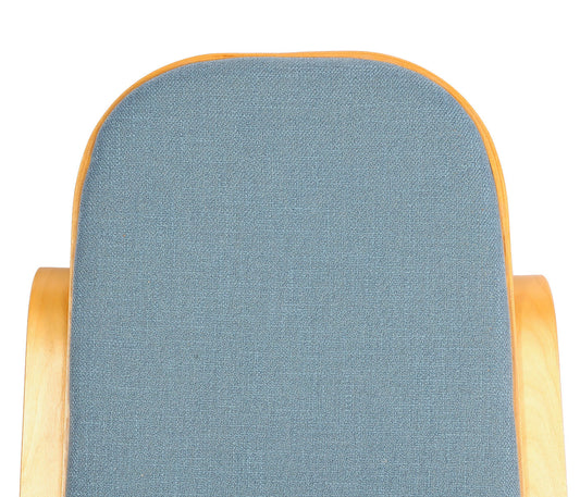 Cosmo Casa - Schommelstoel - TV-Stoel met Armleuningen - Massief Hout - Eikenlook - Blauw