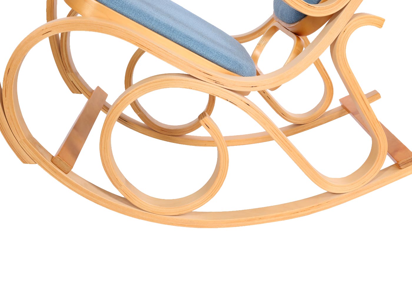 Cosmo Casa - Schommelstoel - TV-Stoel met Armleuningen - Massief Hout - Eikenlook - Blauw