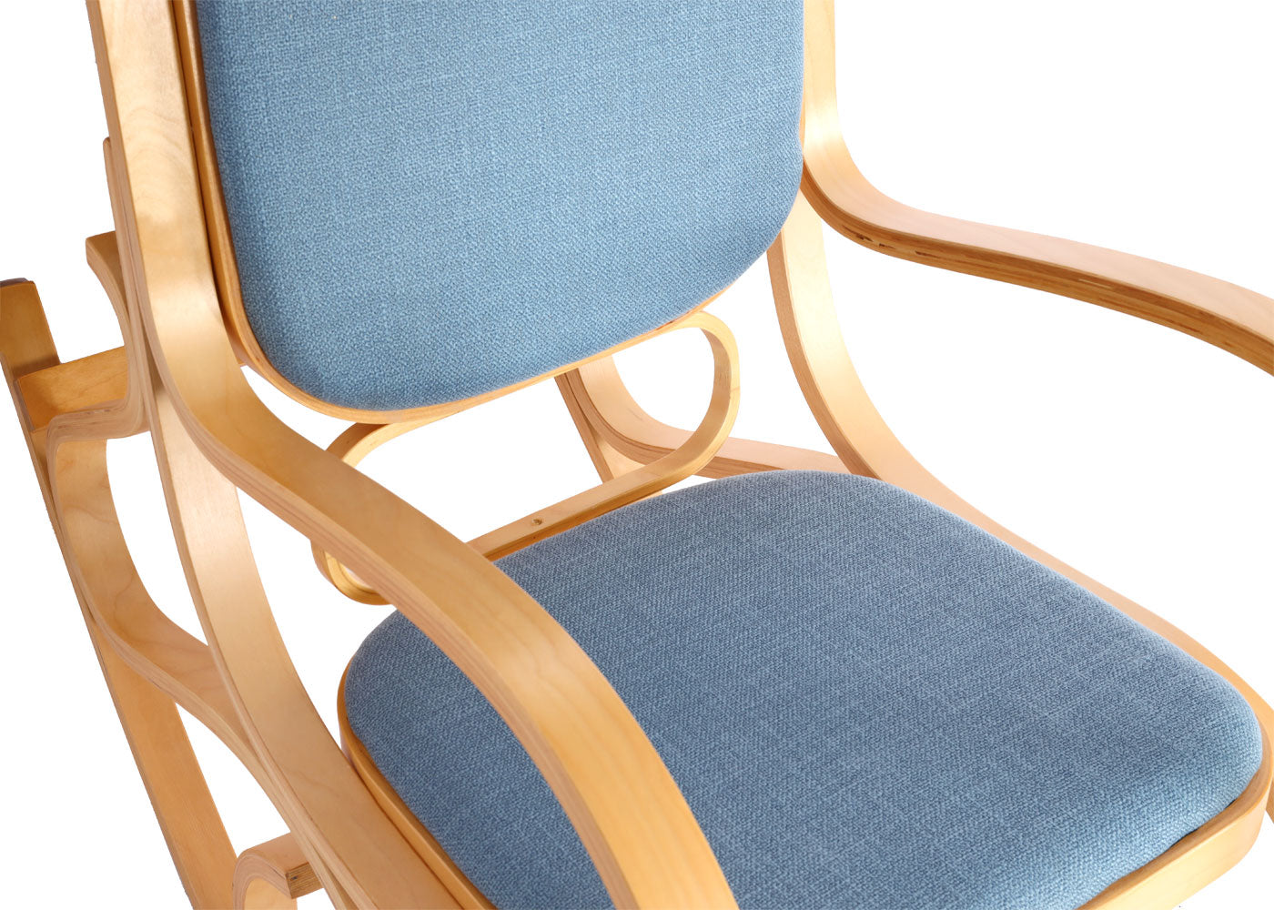 Cosmo Casa - Schommelstoel - TV-Stoel met Armleuningen - Massief Hout - Eikenlook - Blauw