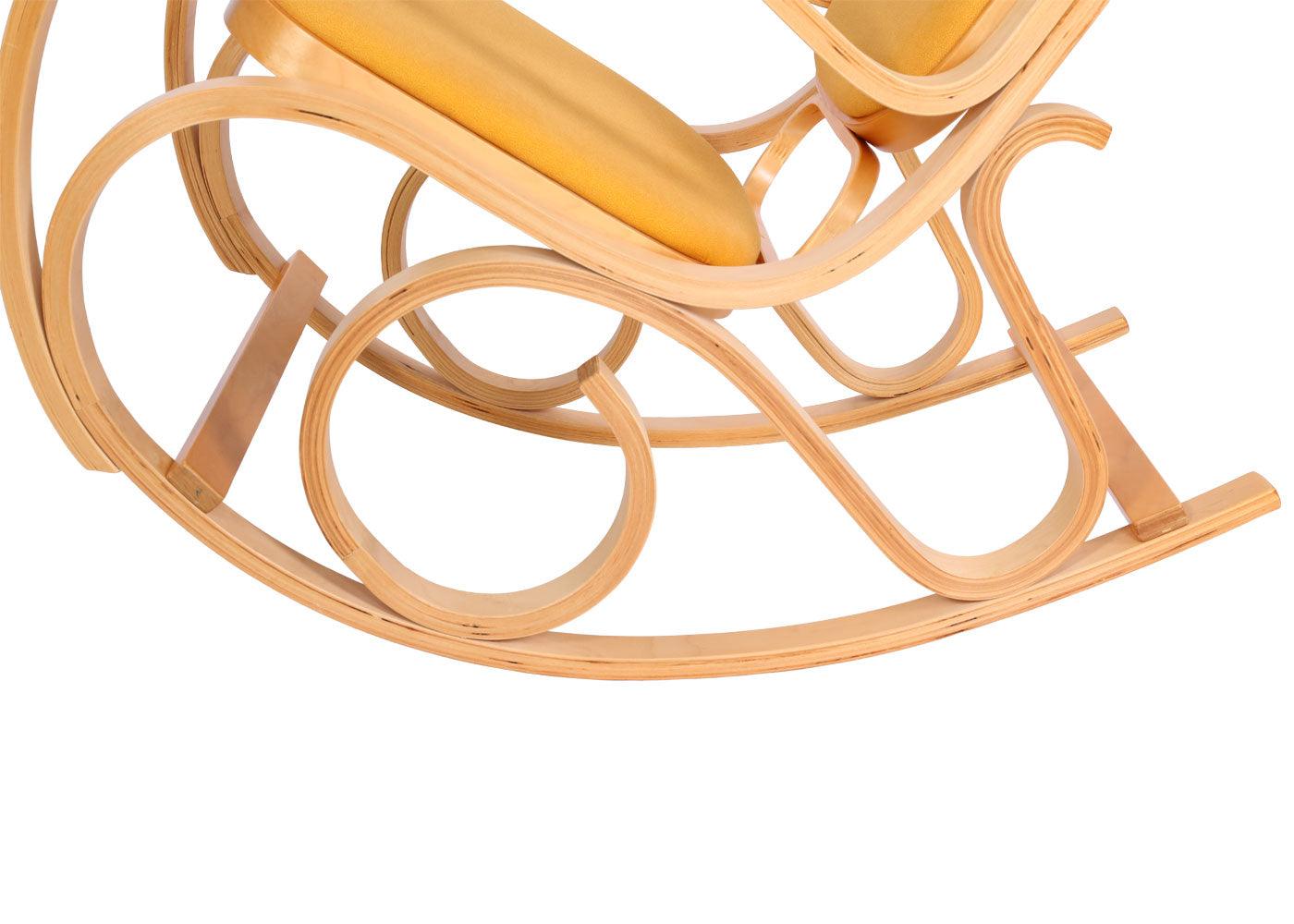 Cosmo Casa - Schommelstoel - TV-Stoel met Armleuningen - Massief Hout - Eikenlook - Geel