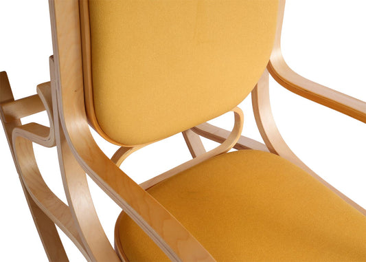 Cosmo Casa - Schommelstoel - TV-Stoel met Armleuningen - Massief Hout - Eikenlook - Geel