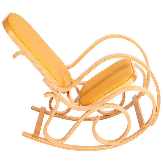 Cosmo Casa - Schommelstoel - TV-Stoel met Armleuningen - Massief Hout - Eikenlook - Geel