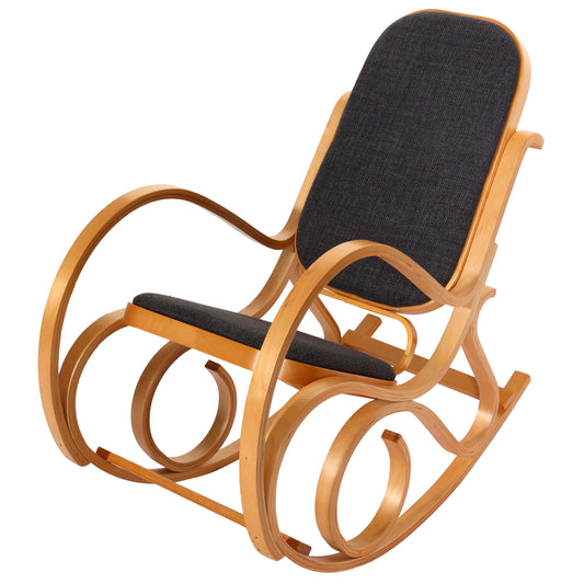 Cosmo Casa - Schommelstoel - TV-Stoel met Armleuningen - Massief Hout - Eikenlook - Antracietgrijs