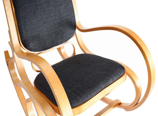 Cosmo Casa - Schommelstoel - TV-Stoel met Armleuningen - Massief Hout - Eikenlook - Antracietgrijs