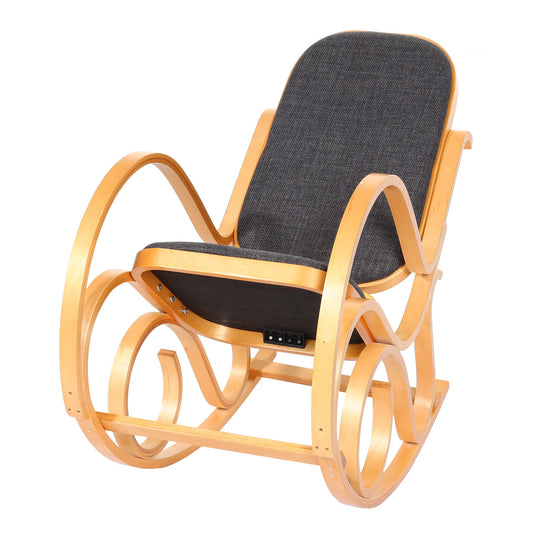 Cosmo Casa - Schommelstoel - TV-Stoel met Armleuningen - Massief Hout - Eikenlook - Antracietgrijs