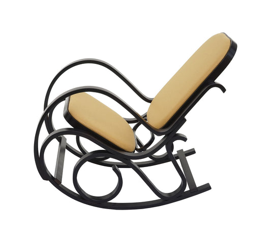 Cosmo Casa - Schommelstoel - TV-Stoel - Massief Hout - Walnootlook - Geel