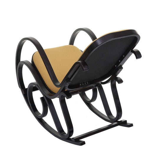 Cosmo Casa - Schommelstoel - TV-Stoel - Massief Hout - Walnootlook - Geel