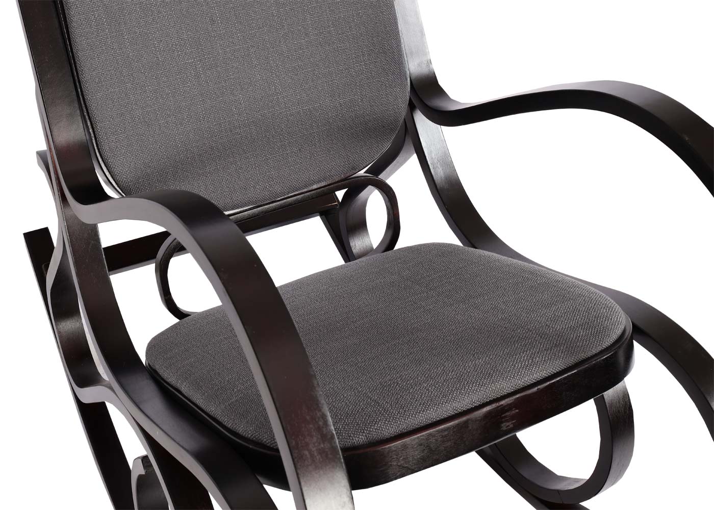 Cosmo Casa - Schommelstoel - TV-Stoel met Armleuningen - Massief Hout - Walnootlook - Antracietgrijs