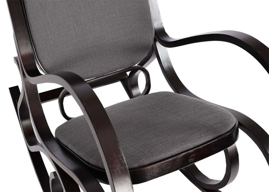 Cosmo Casa - Schommelstoel - TV-Stoel met Armleuningen - Massief Hout - Walnootlook - Antracietgrijs